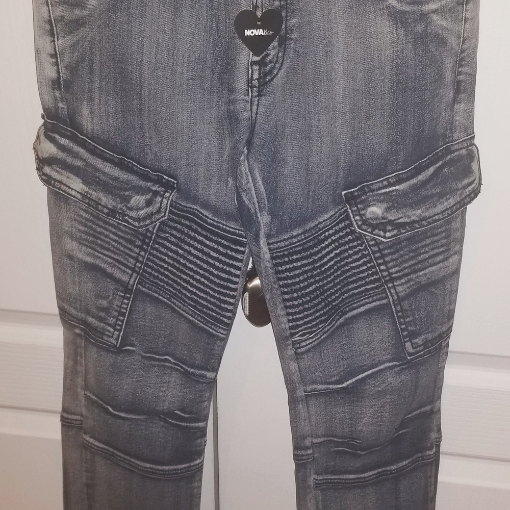 Boys Nova Star Blue Washed Moto-Style Jeans